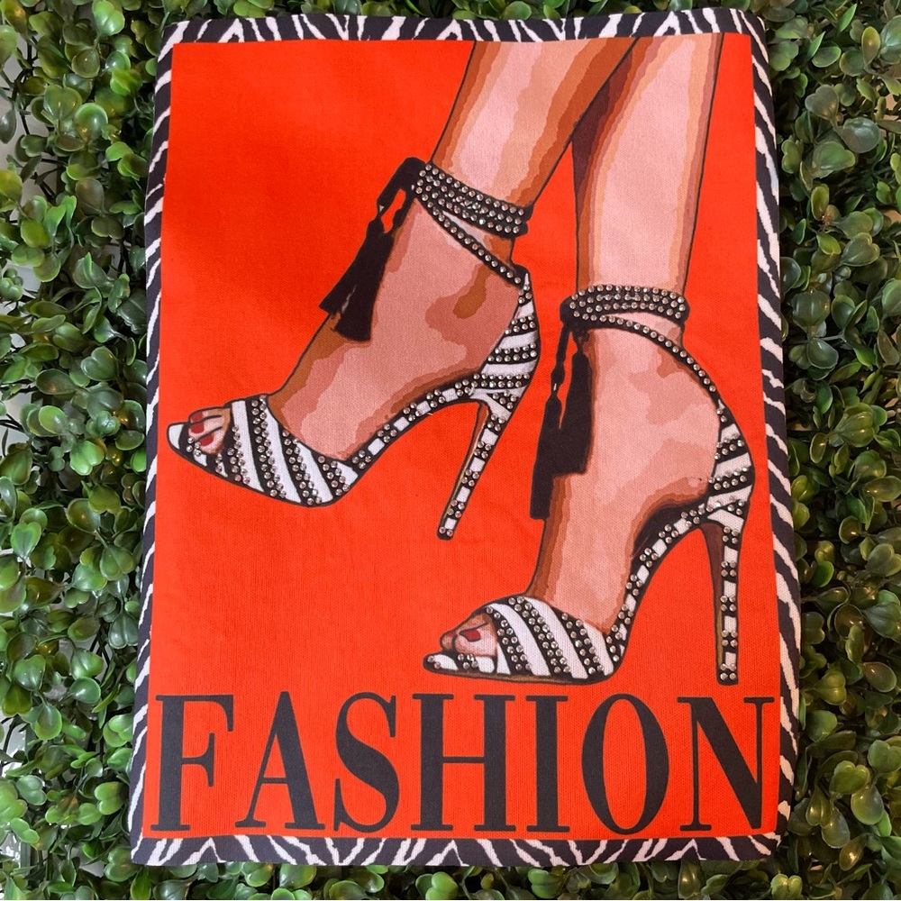 Red/ Black Iron On Sheet with Rhinestones